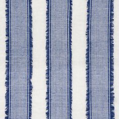 blue and white striped fabric with fringes