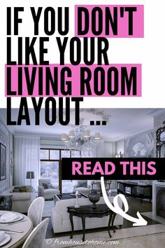 a living room and dining room with the words read this