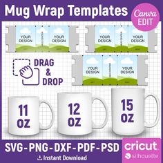 mug wrap templates for photoshopping and other items to use on your project