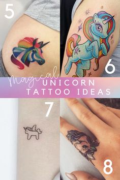 the different tattoo designs on pregnant women's stomachs are shown in this collage