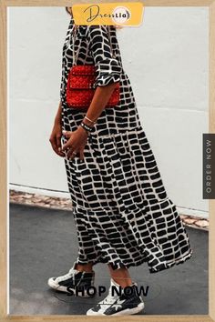 Long Sleeve V-neck Maxi Dress Trendy Black V-neck Maxi Dress, Printed V-neck Maxi Dress For Day Out, Casual Black V-neck Dress For Day Out, Casual V-neck Dress For Fall Day Out, Chic V-neck Maxi Dress For Fall, Chic Black V-neck Dress For Vacation, Spring V-neck Dresses For Outing, Chic Fall V-neck Maxi Dress, Casual V-neck Printed Maxi Dress