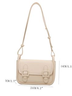 Bag For Love -Snap Button Flap Square Bag - Women Crossbody Product Description Color White Style Elegant Pattern Type Plain Bag Size Small Quantity 1 piece Type Square Bag Composition 100% Polyurethane Material PU Leather Size Chart INCH CM Size Bag Width Bag Height Bag Length Strap Length one-size 2.8 5.5 8.3 47.2 Size Bag Width Bag Height Bag Length Strap Length one-size 7 14 21 120 Similar Products h2 { text-align: center; } .red-box { width: 100%; display: flex; flex-direction: row; flex-wr Rectangular Shoulder Bag With Button Closure, Trendy Office Shoulder Bag With Snap Closure, Everyday Flap Shoulder Bag With Snap Closure, Trendy Rectangular Bag With Snap Closure, Rectangular Shoulder Bag With Snap Closure For School, Beige Crossbody Satchel With Snap Closure, Trendy Crossbody Satchel With Snap Closure, Beige Rectangular Satchel With Snap Closure, Rectangular Beige Satchel With Snap Closure