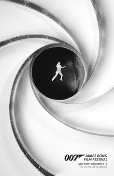 the james bond movie poster for 007 is shown in black and white, with a man