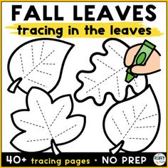 fall leaves traceing in the leaves for kids to practice their handwriting and writing skills