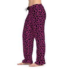 Cute pink and black Cheetah Print PJ pants. .: 100% polyester. Light, soft, and silky fabric. Not your typical PJ Pants. .: Light fabric (6 oz/yd² (203 g/m .: Relaxed comfort fit .: Back elastic and black drawstring tie .: Sewn-in care label Pink Pants For Pajama Party, Pink Full-length Pants For Pajama Party, Black Elastic Waistband Pants For Sleepover, Black Pants With Elastic Waistband For Sleepover, Leopard Print Loungewear Pants With Elastic Waistband, Leopard Print Wide Leg Loungewear Pants, Casual Leopard Print Sleepwear For Loungewear, Leopard Print Loungewear Bottoms, Leopard Print Long Pants For Loungewear