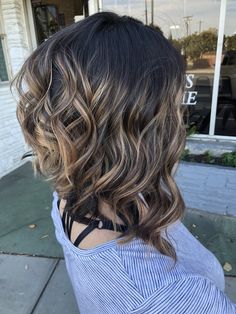 A Line Medium Haircut, A Line With Highlights, Aline Long Bob, Brown Aline Bob, Balayage Hair For Short Hair, Dark Brunette Balayage Hair Caramel Ombre Chocolate Brown Short Hair, Short Hair Highlights Brown Caramel, Medium Length A Line Bob, Dark Hair With Blonde Highlights Short