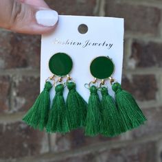 Green Fringe Dangle Earrings. New With Tags Boutique. These Beautiful Earrings Are Suitable For All Occasions! The Color Is An Emerald Green Color With Gold Accents. They Are Very Light So There Is No Wear Pressure. They Have A Beautiful Gold Pattern And The Details Are Great. 2 For $22! Green Tassel Drop Earrings, Trendy Green Dangle Tassel Earrings, Trendy Green Tassel Dangle Earrings, Trendy Green Tassel Drop Earrings, Trendy Green Tassel Earrings, Green Tassel Earrings As Gift, Green Dangle Tassel Earrings For Pierced Ears, Emerald Green Color, Gold Pattern