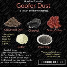 Goofer Dust, Hoodoo Delish, Herb Magick, Hoodoo Conjure Rootwork, Pagan Inspiration, Wicca Recipes, Hoodoo Magic, Hoodoo Conjure, Chaos Magick