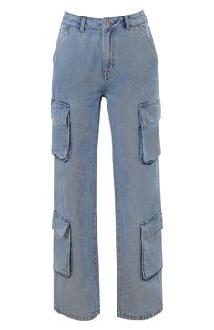 Revamp your denim collection with these wide-leg jeans dotted with oversized cargo pockets and crafted in a faded wash that exudes a casual-cool vibe. Exclusive retailer 100% cotton Dry clean Imported House Of Cb, Cargo Jeans, Wide Leg Jeans, Nordstrom