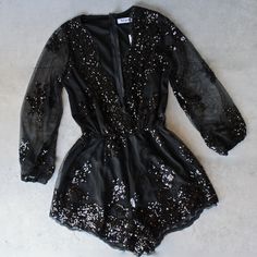 reverse - life of the party black sequin romper - shophearts - 1 Gold Sequin Romper, Sequin Rompers, Life Of The Party, Knitted Romper, Party Outfits, Black Romper, Dress Romper, Black Sequins