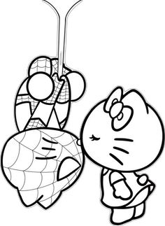 a cartoon character hanging from a spider web