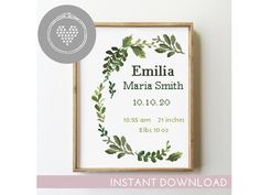 a cross stitch pattern for a baby's birth announcement