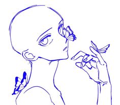 a drawing of a woman with a butterfly on her finger