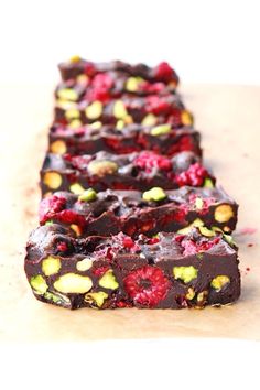 chocolate raspberry and pistachio barkle bars