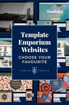 the cover for template emporium website is shown with many different images on it