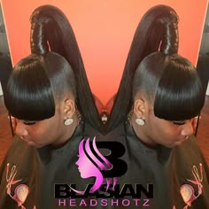 Ponytail Bangs Hairstyles, Weave Ponytails With Bangs, Pretty Ponytails, Long Hair Ponytail