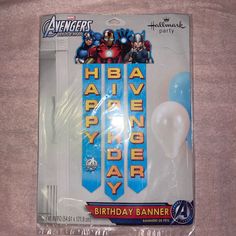 the avengers birthday banner is on display for everyone to see