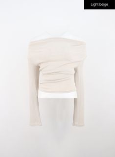 wide-neck-off-shoulder-tee-in308 / Light beige Casual Stretch Off-shoulder Foldover Top, Casual Off-shoulder Foldover Top For Fall, Casual Fitted Off-shoulder Top With Foldover, Beige Off-shoulder Tops For Fall, Versatile Off-shoulder Top For Fall, Trendy Beige Off-shoulder Top, Off-shoulder Tops For Spring Layering, Spring Off-shoulder Tops For Layering, Cream Off-shoulder Top For Fall