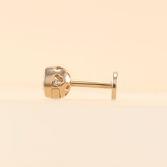 "14K 3.5mm Solid Gold CZ Stud Labret, Cartilage, Tragus, Helix, Conch, Lobe, 14K Solid Gold Piercing Earring, Minimalist Earring, Simple Stud, Geometric Earring, Dainty Earring Please note that this earring is made to order. S P E C S ♦ All of our jewelry is handmade in our studio in Seoul, Korea. ♦ 14K Gold (available in white, yellow, or rose) ♦ Pendant Size 4.7(W) x 4.7(L) x 4(H) mm ♦ Stone : Cubic Zirconia 3.5mm ♦ Post Thickness: 1mm / 18 Gauge ♦ Total Length of Post : 8mm (Shown Part after 14k Gold Nose Studs With Prong Setting Gift, 14k Gold Prong Setting Nose Studs For Gift, Internally Threaded Round Nose Studs As Gift, Minimalist Internally Threaded Wedding Earrings, Internally Threaded Round Yellow Gold Nose Studs, Internally Threaded White Gold Cartilage Earrings For Anniversary, Internally Threaded Yellow Gold Nose Studs, 14k Gold Internally Threaded Nose Studs As Gift, Minimalist Internally Threaded Cartilage Earrings For Wedding