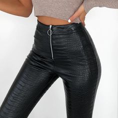 FREE SHIPPING Pu High Waist Faux Leather Pants