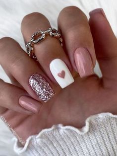 New Years Nail, Holloween Nails, Heart Nail Art, Already Gone, White Nail Designs, Pink Valentines, Heart Nails, Beautiful Nail Art, Fall Nail Designs