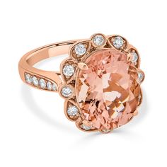 Designed with 14K rose gold, the unmatched charm of this elegant ring complements your distinct style perfectly. Set with a radiant oval cut Morganite, it is bordered by glittering round cut Diamonds that draw attention wherever you go. Product Information SKU 10446 Metal Type 14K Metal Color Rose Gold Ring Style Fashion Primary Stone Gemstone Name Morganite Gemstone Species Beryl No. Of Gemstones 1 Gemstone Shape Oval Gemstone Weight 7.39 Gemstone Size 14x11 Origin Africa Secondary Stone Gemsto Luxury 14k Rose Gold Oval Rings, Luxury Oval Rose Gold Diamond Ring, Luxury Rose Gold Morganite Diamond Ring, Elegant Cushion Cut Rose Gold Diamond Ring, Elegant Oval 14k Rose Gold Ring, Oval Rose Gold Rings With Brilliant Cut, Luxury Oval Halo Ring In Rose Gold, Oval Brilliant Cut 14k Rose Gold Jewelry, Luxury Oval Rose Gold Halo Ring