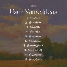 a poster with the words user name ideas on it