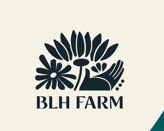 the logo for blh farm, which has been designed to look like flowers