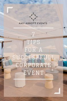 an outdoor event tent with the text 7 tips for a successful corporate event