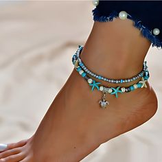 Embrace the beauty of boho anklets and the mystical spirituality of yoga with our Boho Style Conch Shell Anklet. This bohemian anklet is designed to enhance your style and resonate with your inner mystic, making it a perfect accessory for any occasion. Thoughtfully crafted from high-quality alloy material, it ensures durability and a lasting shine. Bohemian Strand Beaded Bracelets For Festivals, Bohemian Beaded Strand Bracelets For Festival, Bohemian Strand Anklet As Gift, Bohemian Beach Season Bracelet Jewelry, Hippie Beaded Bracelets For Beach, Bohemian Silver Jewelry For Beach Season, Bohemian Jewelry For Beach Season Festival, Silver Bohemian Jewelry For Beach Season, Bohemian Beach Season Festival Jewelry