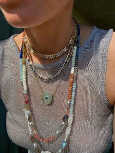 Multi stone necklace- rainbow moonstone, aquamarine, labradorite, grey pearl on a 16-18" adjustable necklace Donut Ring, Beaded Jewels, Green Garnet, Color Necklace, Labradorite Necklace, Turquoise Rings, Natural Gifts, Knot Necklace, Pearl Grey