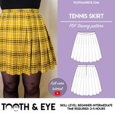 a woman's skirt and top sewing pattern with the words tooth & eye on it