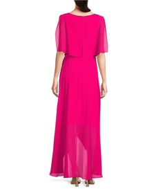 Jessica Howard Split Sleeve Tie Waist Round Neck High-Low Popover Dress | Dillard's Chic Dresses With Overlay, Spring Short Sleeve Dress With Overlay, Spring Dresses With Overlay And Short Sleeves, Spring Dress With Short Sleeves And Overlay, Spring Maxi Dress With Overlay, Spring Formal Dress With Overlay, Flowy High-low Hem Evening Dress, Spring Dresses With Overlay In Maxi Length, Spring Maxi Dress With Draped Short Sleeves