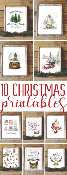 cross stitch christmas cards with the words,'10 christmas printables'on them