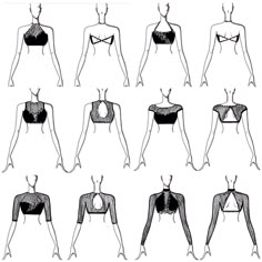 the different bras are shown in black and white, including one with an open back