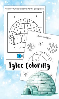 an iglo coloring page with the text, color by number to complete the image