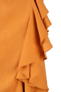 The Golestan Skirt will become your go-to choice for understated elegance in warmer weather. Its bright orange color is perfect for the summertime on your next beach vacation. Crafted from 100% linen, this skirt features two layered ruffles and a wrap skirt closure. Feel comfortable and look beautiful in the Golestan, especially when paired with the matching Gol Crop Top. Dimension : Size FRONT LENGTH BACK LENGTH WAIST XS/S 80 CM; 31.5 In 108 CM; 42.5 In 68-72 CM; 27-28.5 In S/M 80 CM; 31.5 In 1 Orange Ruffled Skirt For Summer, Summer Orange Ruffled Skirt, Orange Ruffled Flowy Skirt, Summer Linen Skirt With Ruffles, Gul Hurgel, Maxi Wrap Skirt, Adriana Degreas, Jenny Bird, Rebecca Vallance