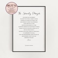 the serenity prayer printable on a white background