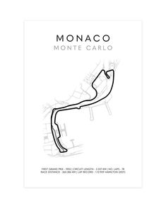 a black and white poster with the words monaco monte carlo on it's side