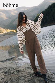 brown knit overalls Knit Overalls, December Outfits, Leopard Print Bow, Maxi Outfits, Short Loungewear, Layered Sweater, Kestrel, Dresses By Length, Striped Cardigan