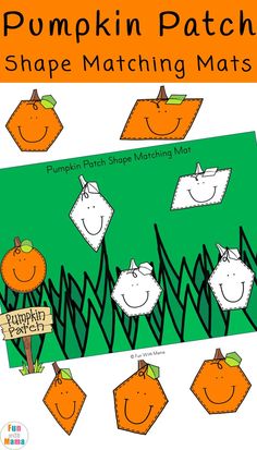 pumpkin patch shape matching mats for kids to practice counting and number recognition with their own hands