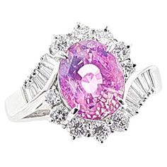 A GIA Certified Unheated Ceylon 3.92 carat Pink Sapphire and Diamond Ring made in Platinum. The diamonds weigh 0.89 carats (weight engraved). The total weight of the ring is 7.48 grams. Ring size 6.50 US. SKU: 1531 Diamond Ring Platinum, Imvu Outfits Ideas Cute, Sapphire And Diamond Ring, Pink Sapphire, Diamond Ring, Platinum, Sapphire, Ring Size, Fashion Jewelry