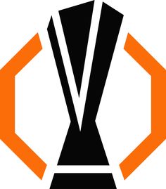 an orange and black logo with the letter v