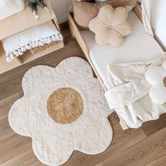 an overhead view of a child's bedroom with a bed and toys on the floor