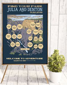 a welcome sign for julia and denon from the movie's adventure north, on a wooden background