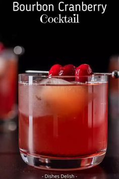 The blend of ingredients in this bourbon cranberry cocktail makes for a scrumptious and fun drink! The tartness of the cranberry juice perfectly balances the bourbon, simple syrup and ginger beer. #bourbon #cranberry #cocktail #dishesdelish Burbon Drinks, Bourbon Mixed Drinks, Manly Cocktails, Ginger Beer Drinks, Cranberry Cocktail Recipe, Painkiller Cocktail, Ginger Beer Cocktail, Bourbon Cocktail Recipe