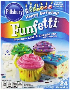 pillsbury happy birthday funfetti cake and cupcake mix, pack of 24