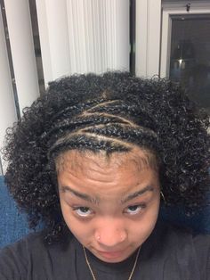 Half Braided Natural Hair, Half Braids Half Natural Hair, Braids With Real Hair Black Women, Horizontal Braids, Horizontal Cornrows, Braided Leave Out Curly Hair, Half Way Braids Hairstyles Natural, French Braid On 4c Natural Hair, Half Cornrows Half Curly Weave Short