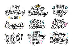 happy birthday greetings with hand lettering