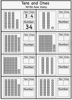 tens and ones worksheet for students to practice number sense with numbers on them